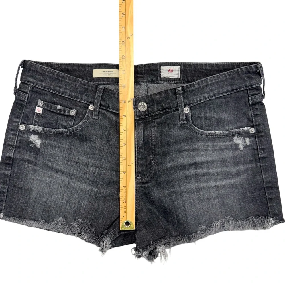 AG Adriano Goldschmied The Bonnie Relaxed Short Womens 31 Black Distressed Denim